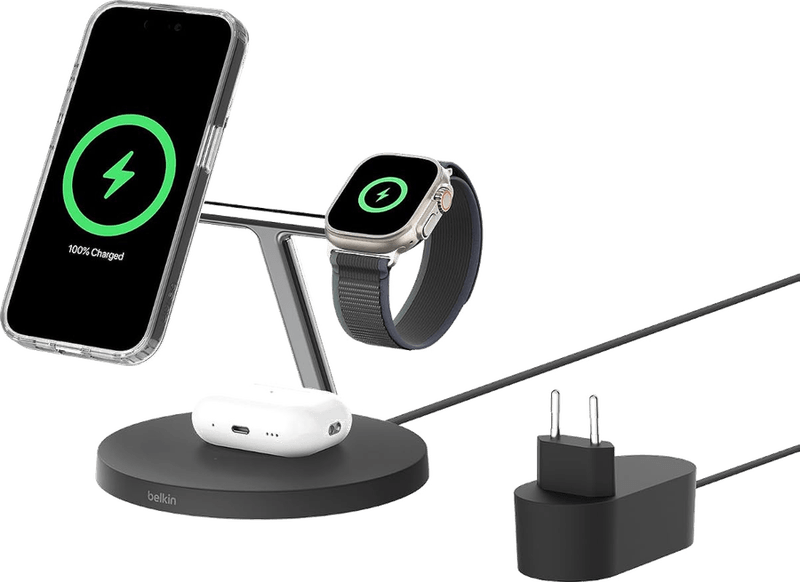 Belkin BoostCharge Qi2 3-in-1 charging station